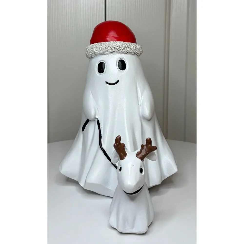 NEW Ghost W/ Santa Hat Walking Dog / Reindeer Halloween Christmas Viral TikTok